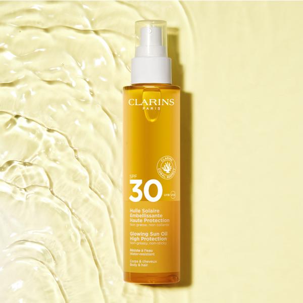 Clarins Glowing Sun Oil High Protection Body And Hair 150ml