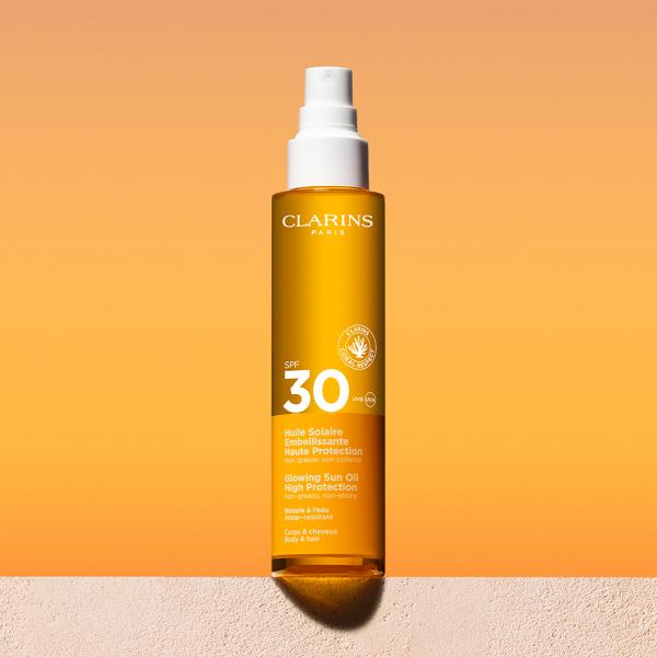 Clarins Glowing Sun Oil High Protection Body And Hair 150ml