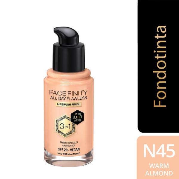 Max Factor Facefinity All Day Flawless 3 In 1 Foundation N45-Warm Almond 30ml