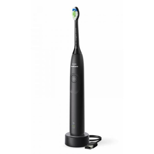 Philips 5300 series Sonicare spazzolino elettrico sonico con base di ricarica, 2 livelli intensità, sensore di pressione colore nero HX7101/01