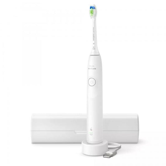 Philips Sonicare serie 5300 Sonicare Spazzolino elettrico sonico con base di ricarica e sensore di pressione colore bianco HX7108/02 (Philips Series 5300 HX7108/02 Recharge)