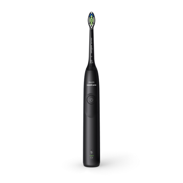 Philips 5300 Series Sonicare spazzolino elettrico sonico con base di ricarica e custodia, 2 livelli di intensità, sensore di pressione colore nero HX7101/02