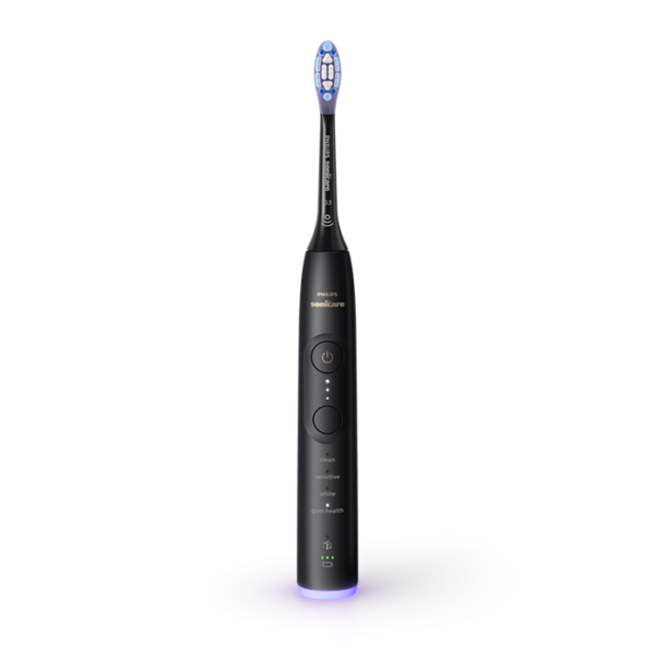 Philips 7100 Series Sonicare spazzolino elettrico sonico con base di ricarica e custodia, 3 livelli di intensità, sensore di pressione colore nero HX7421/01