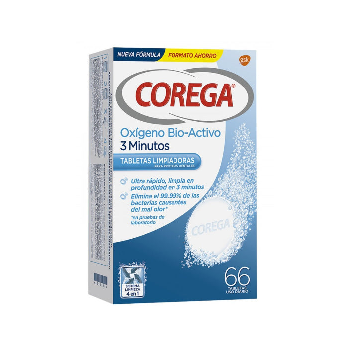 Corega Active Oxygen 3 Minutes 66 Tablets