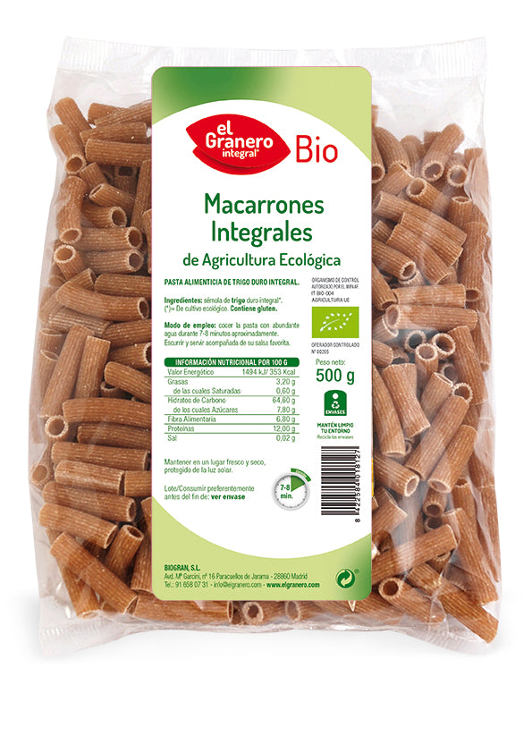 Granero Macarrones Integral Bio 500g