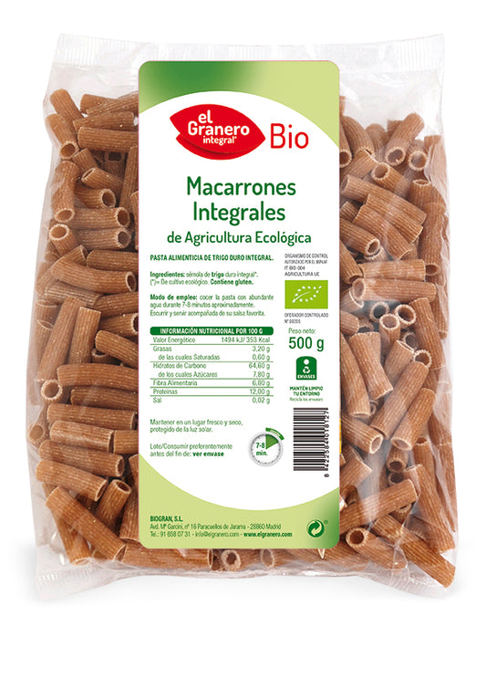 Granero Macarrones Integral Bio 500g