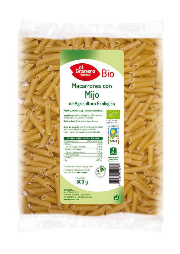 Granero Macarrones Con Mijo Bio 500g
