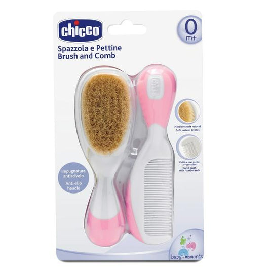 Chicco Brush and Comb Natural Hair Rose 0m+