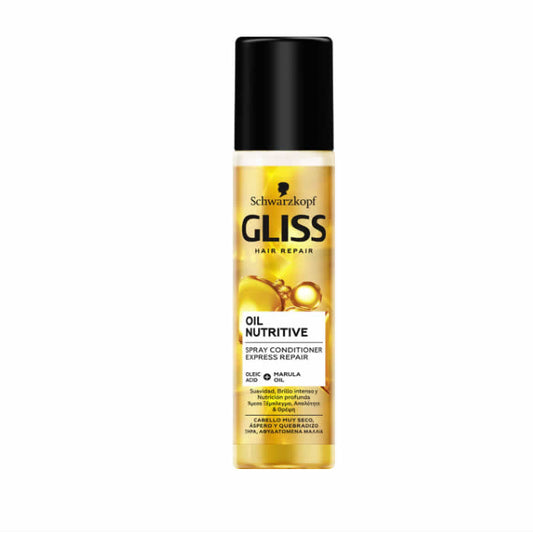 Après-shampoing en spray nourrissant Schwarzkopf Gliss Oil, réparation express 200 ml