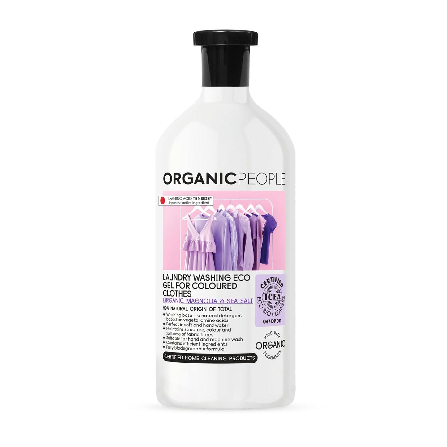 Gel lessive Magnolia et sel marin Organic People pour vêtements de couleur 200 ml