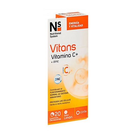 Ns Vitans Vitamin C + Zinc 20Effervescent Tablets Lemon Flavor