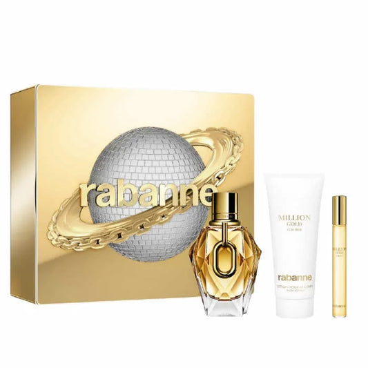 Rabanne Million Gold For Her Eau De Parfum Spray 90ml Set 3 Pieces