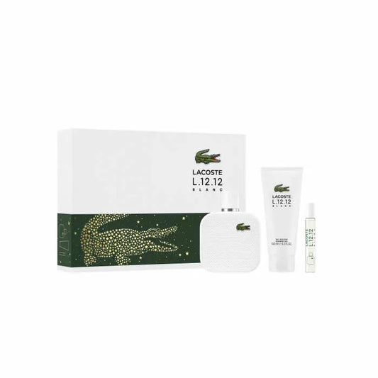 Lacoste L.12.12 Blanc Homme Eau De Toilette Vaporisateur 100 ml Coffret 3 Pièces