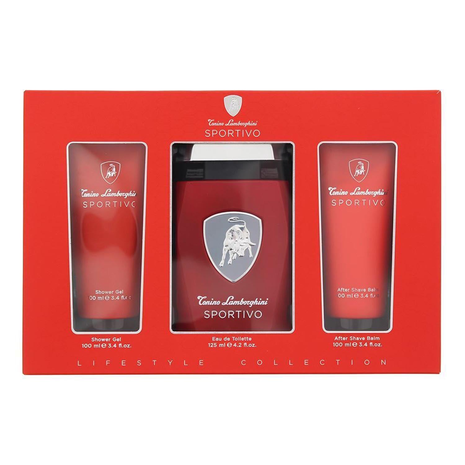 Tonino Lamborghini Sportivo Eau De Toilette 125ml Spray Gel De Bao 100ml Balsamo After Shave 100ml
