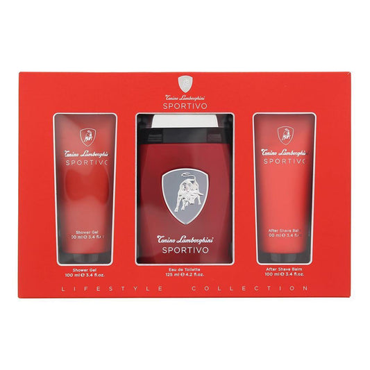 Tonino Lamborghini Sportivo Eau De Toilette 125ml Spray Gel De Bao 100ml Balsamo After Shave 100ml