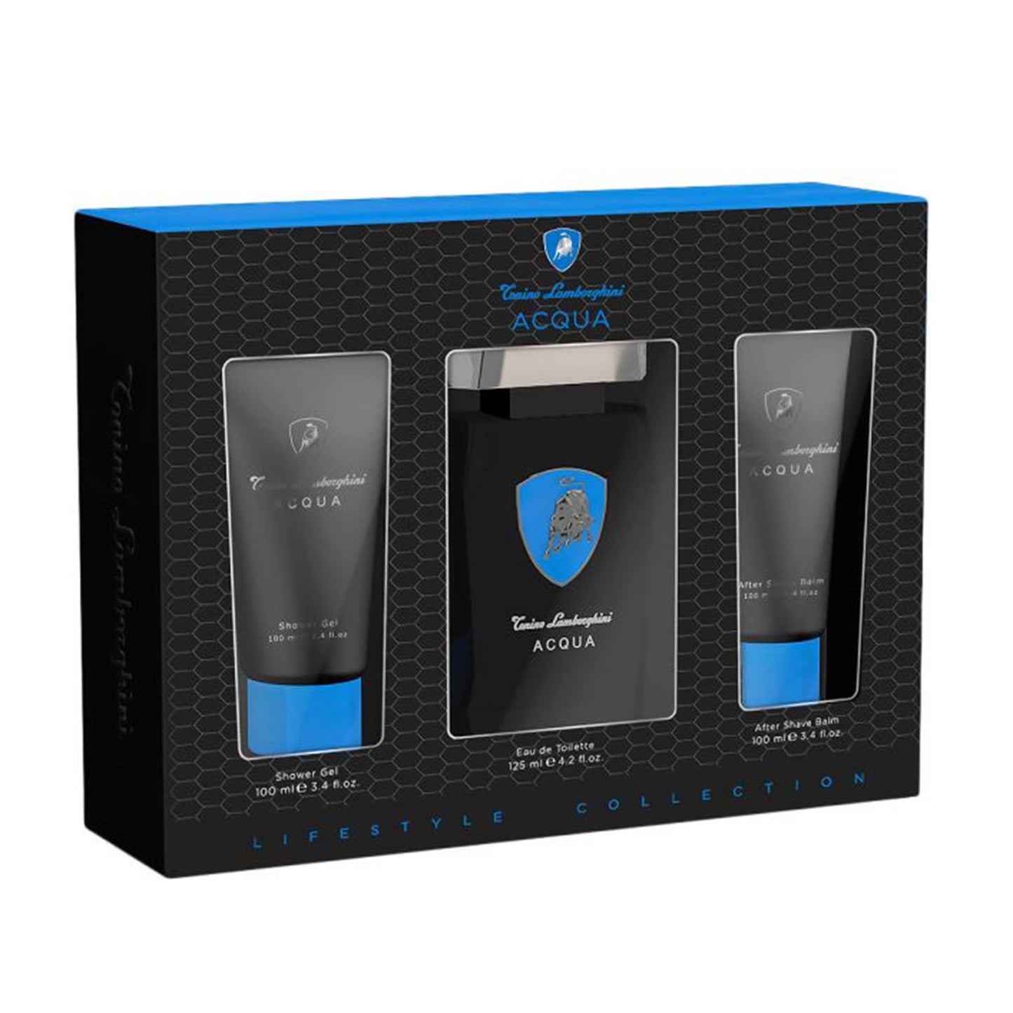 Tonino Lamborghini Acqua Eau De Toilette 125ml Spray Gel De Bao 100ml Balsamo After Shave 100ml