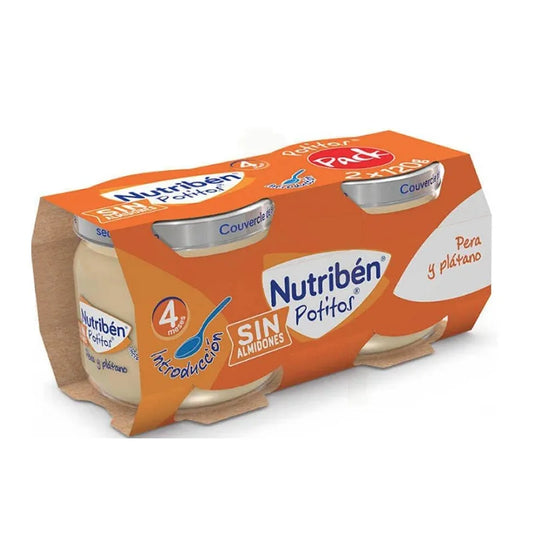 Nutribén Jar Banane, Mandarine, Poire et Biscuit, 2 sachets de 190 g