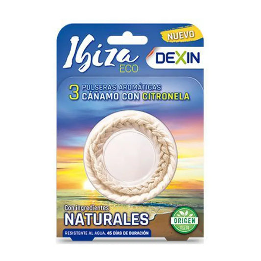 Bracelets anti-moustiques Dexin à la citronnelle, résistants à l'eau, Ibiza, lot de 3 unités
