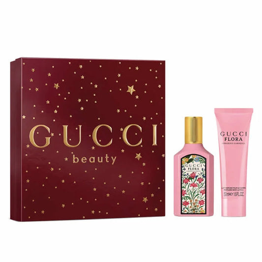 Gucci Flora Gorgeous Gardenia Eau De Parfum Spray 50ml Set 2 Pieces