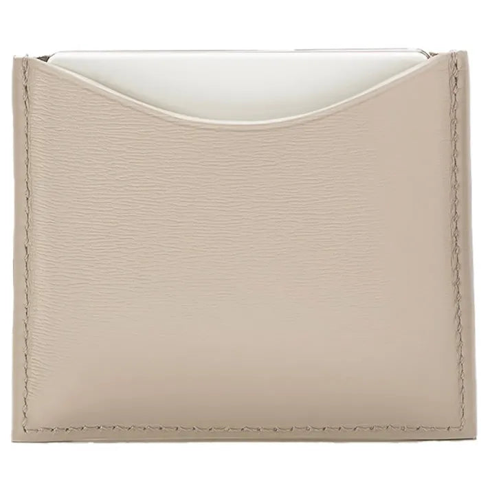 La Bouche Rouge Beige Leather Compact Case