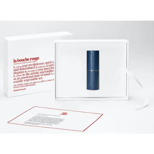 Étui à rouge à lèvres en cuir bleu marine La Bouche Rouge