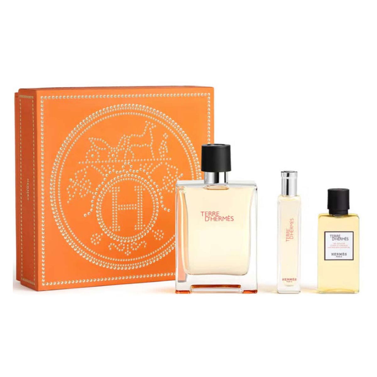 Coffret Hermès Terre Hermès Eau de Toilette 100 ml Gel 40 ml Mini 15 ml@