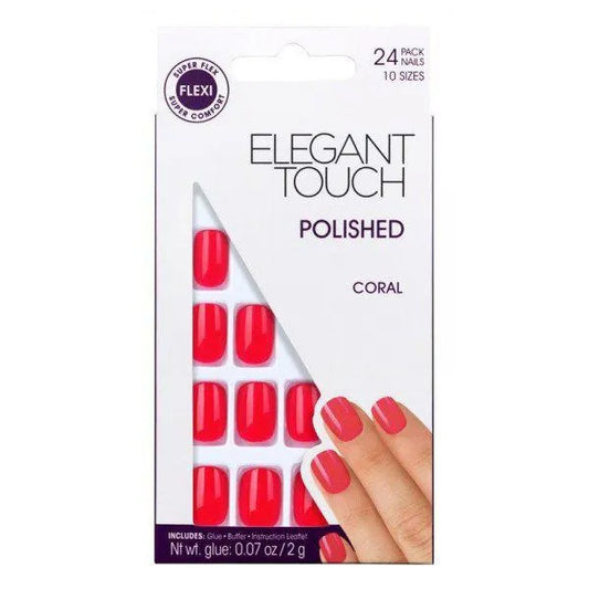 Elegant Touch Core Color Nails With Glue Short Stiletto Blush Suede 24 U