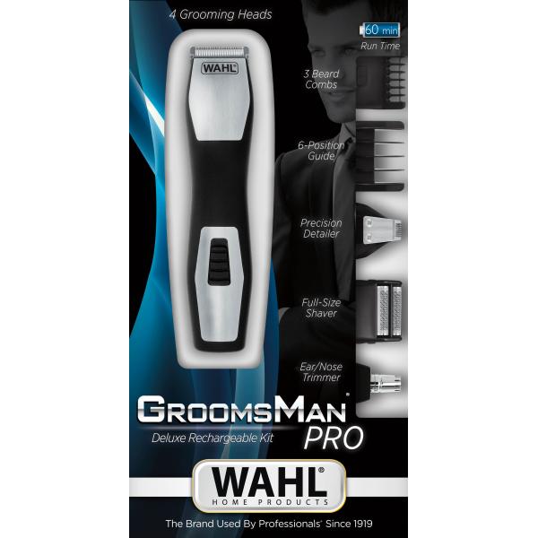 Wahl GroomsMan Pro Nero, Acciaio inossidabile