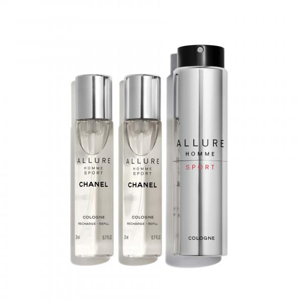 Chanel Allure Homme Sport Travel Spray Rechargeable Set 3 Pieces