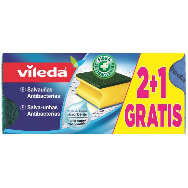 Vileda Antibacterial Scourer 3 Units