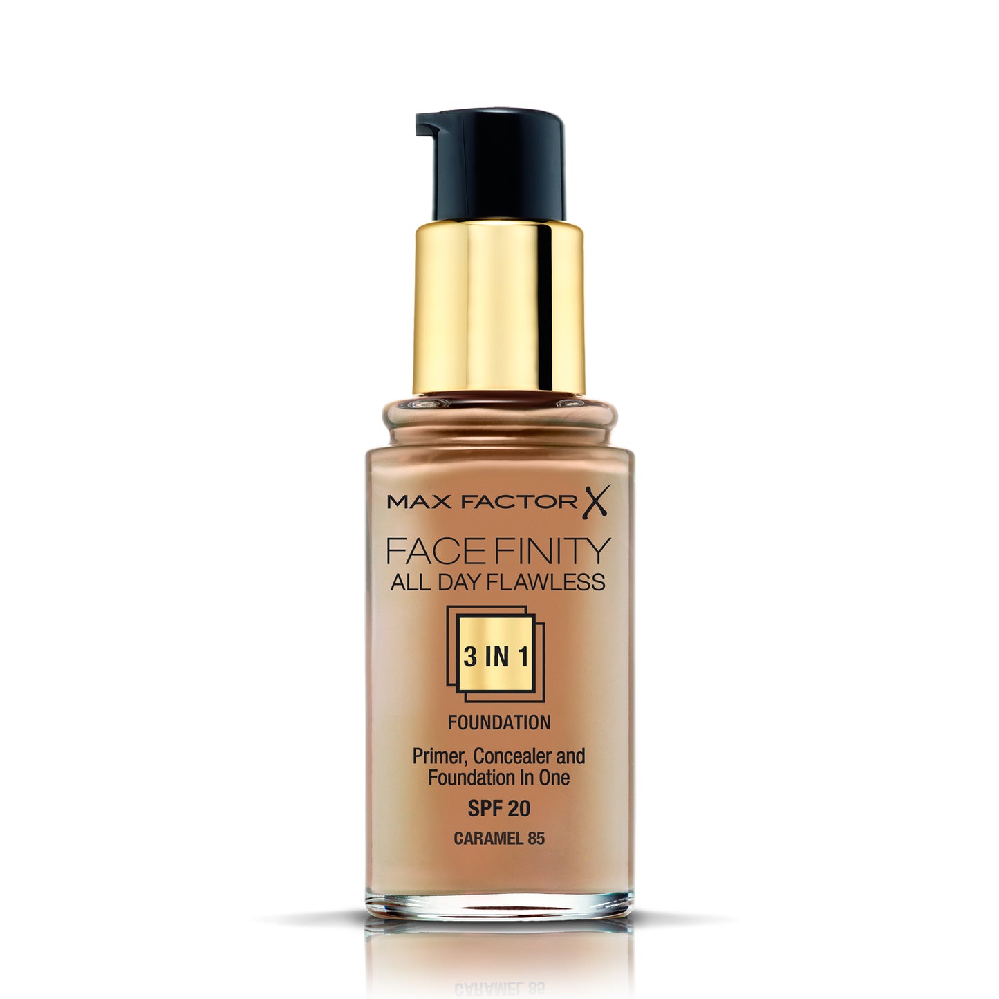 Max Factor Facefinity 3 In 1 Primer, Concealer And Foundation Spf20 85 Caramel 30ml