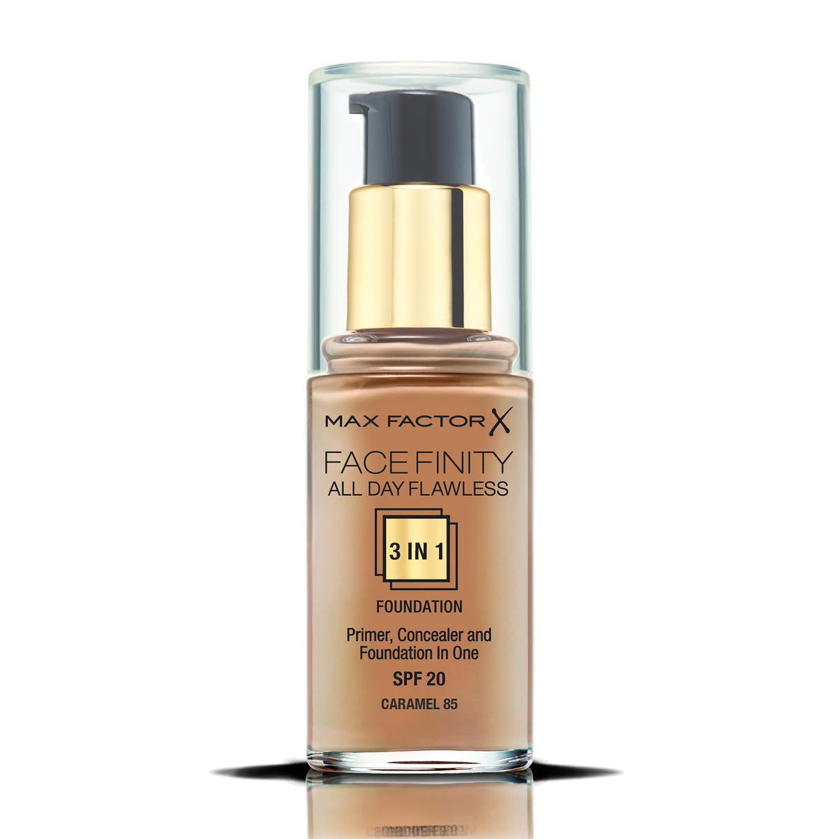Max Factor Facefinity 3 In 1 Primer, Concealer And Foundation Spf20 85 Caramel 30ml
