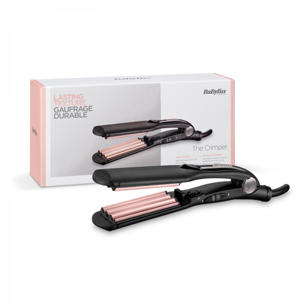 BaByliss The Crimper Piastra texturizzante Caldo Nero, Rosa 1,8 m