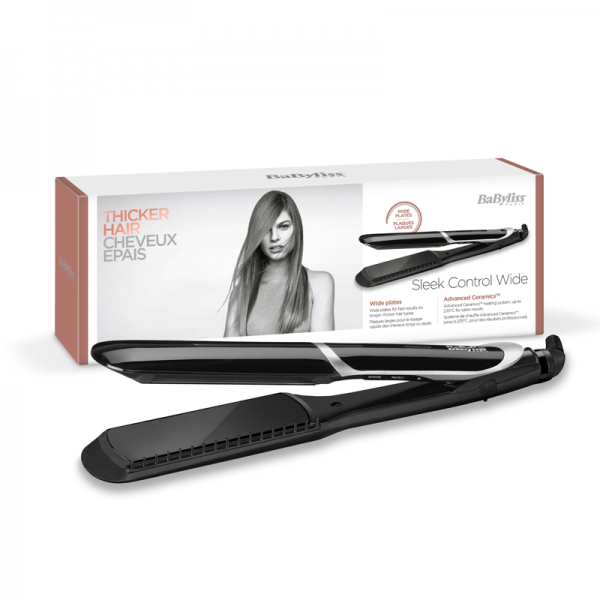 BaByliss Sleek Control Wide Piastra per capelli Caldo Nero 2,5 m