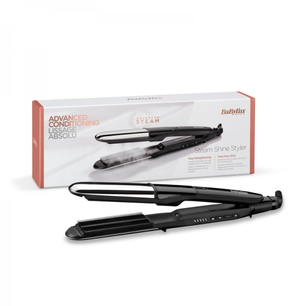 BaByliss Steam Mist Styler Piastra per capelli Vapore Nero, Argento 2,5 m