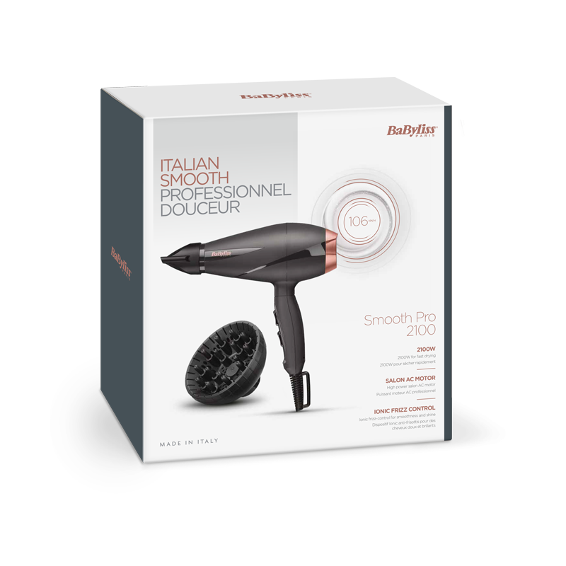 BaByliss Smooth Pro 2100 2100 W Nero, Oro rosa