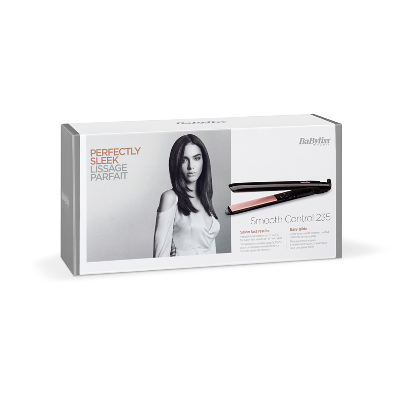 BaByliss Smooth Control 235 Piastra per capelli Caldo Nero, Oro rosa 3 m