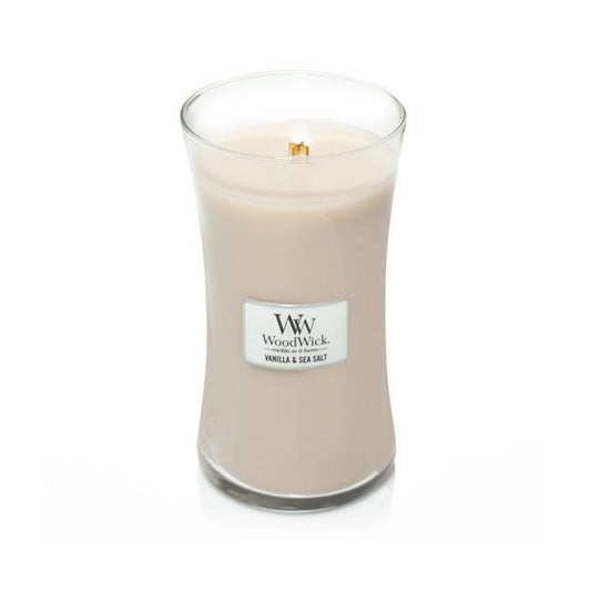 Woodwick Large Hourglass Vanilla y Sea Salt Candle 609g