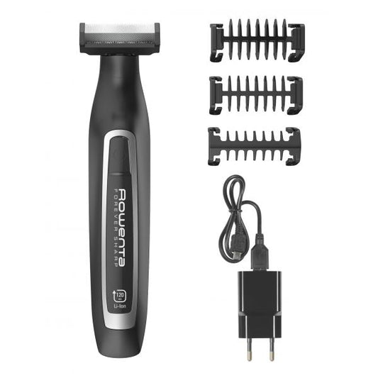 Rowenta TN6000 Forever Sharp per Radere, Regolare e Rifinire, Lame in Acciaio Inox Autoaffilanti e 3 Pettini Regolabarba, Batteria al Litio, Autonomia 120 min (Rowenta TN6000 Batteri 4 5 mm Vd og