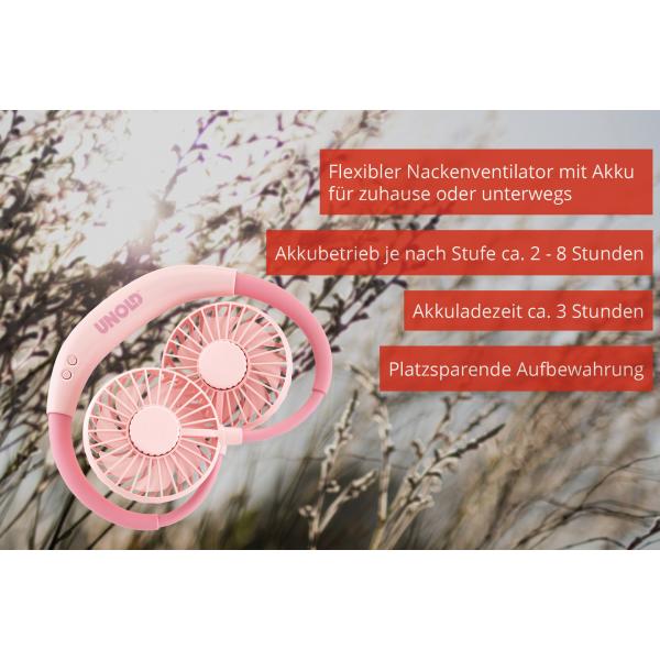 Unold 86694 nebulizzatore e ventilatore portatile personale Rosa Neck fan