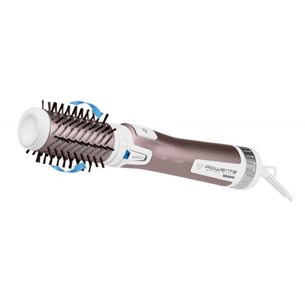 Rowenta Brush Activ Premium Care CF9540 Spazzola Rotante e Asciugante per Volume, Doppio Generatore di Ioni, con Setole Naturali, 1000 W, Rosa Cannella/Bianco/Alluminio