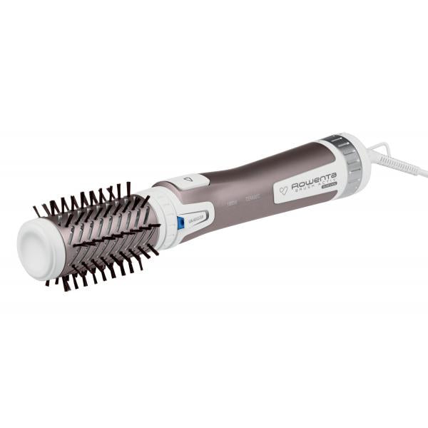 Rowenta Brush Activ Premium Care CF9540 Spazzola Rotante e Asciugante per Volume, Doppio Generatore di Ioni, con Setole Naturali, 1000 W, Rosa Cannella/Bianco/Alluminio