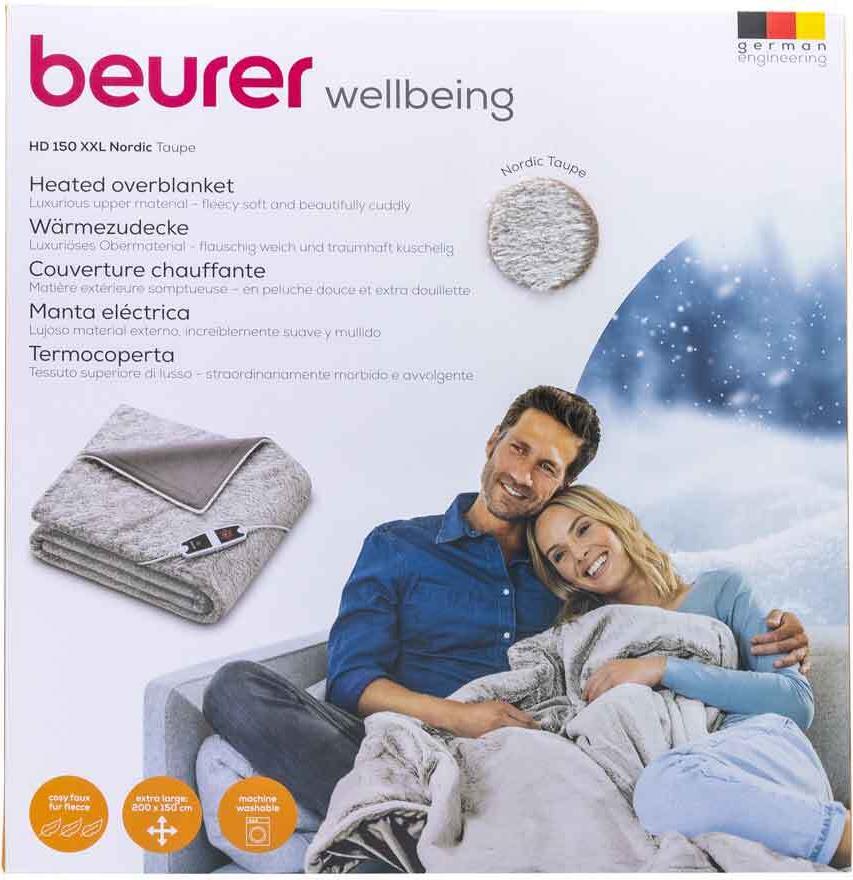 Beurer Heizdecke, handwaschbar, maschinenwaschbar, 6 Temperaturstufen, beleuchtet, Abschaltautomatik (431.05)
