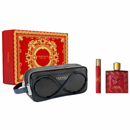 Versace Eros Flame Eau De Parfum Spray 100ml 3 Piece Set