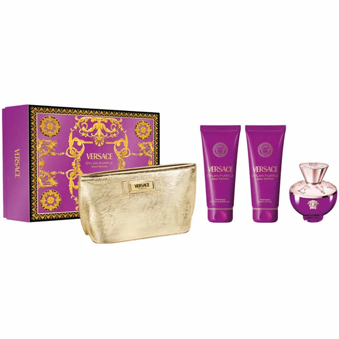 Versace Dylan Purple Pour Femme Eau De Parfum Spray 100ml Set 4 Pieces