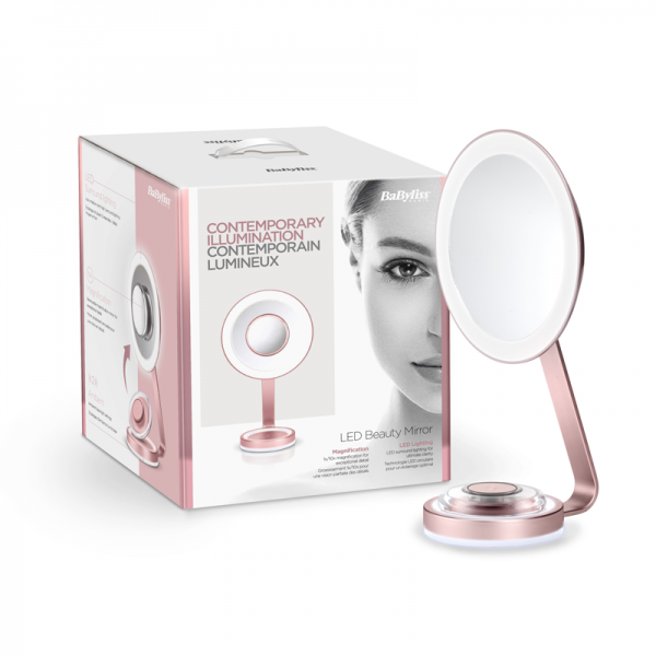BaByliss LED Beauty Mirror specchietto per trucco Libera installazione Rotondo Rosa