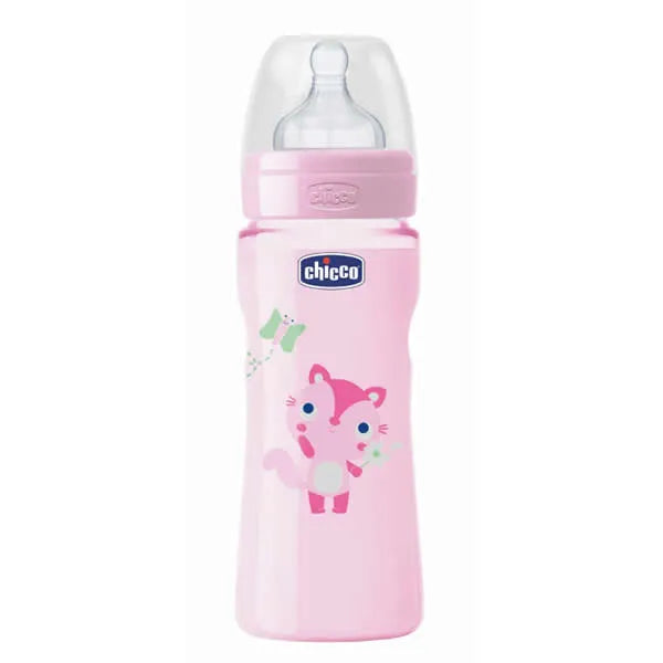 Chicco Well-Being Silicone Baby Bottle Fast Flux Rose 4m+ 330ml