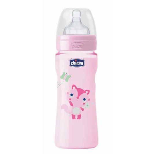 Chicco Well-Being Silicone Baby Bottle Fast Flux Rose 4m+ 330ml