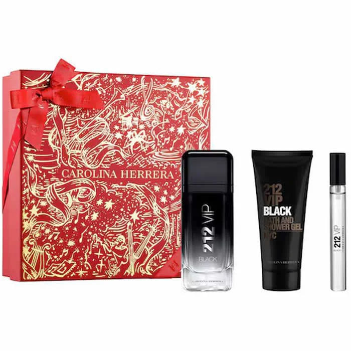 Carolina Herrera 212 Vip Black Men Eau De Perfume Spray 100ml Set 3 Pieces