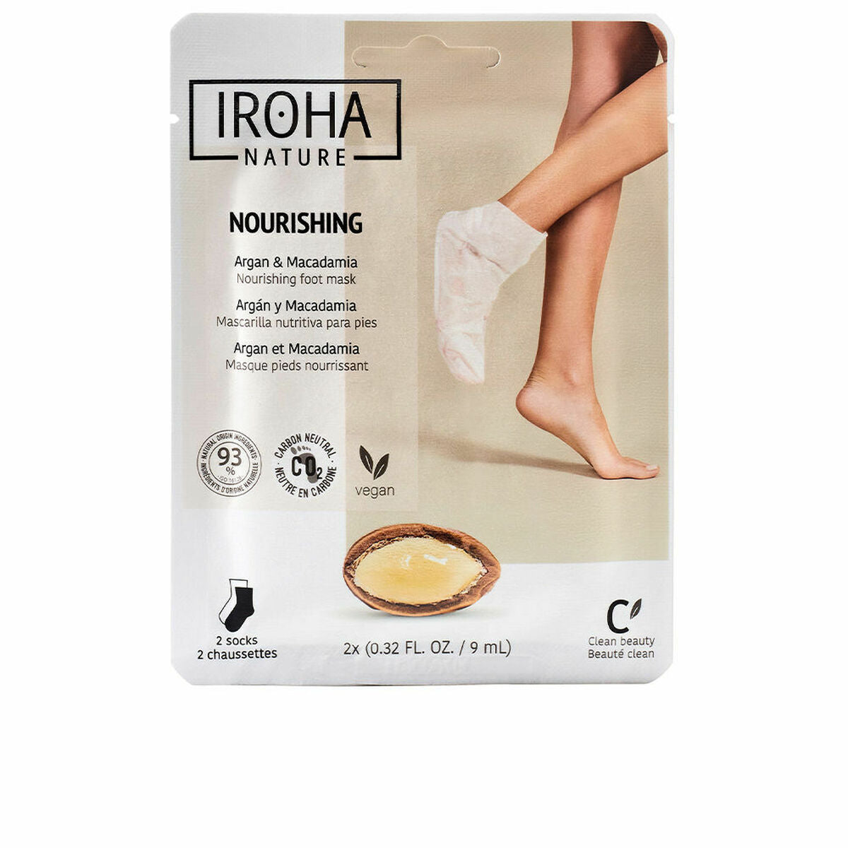 Maschera per Piedi Iroha Argan Macadamia Calzini Noce di macadamia Argan (1 Unità)